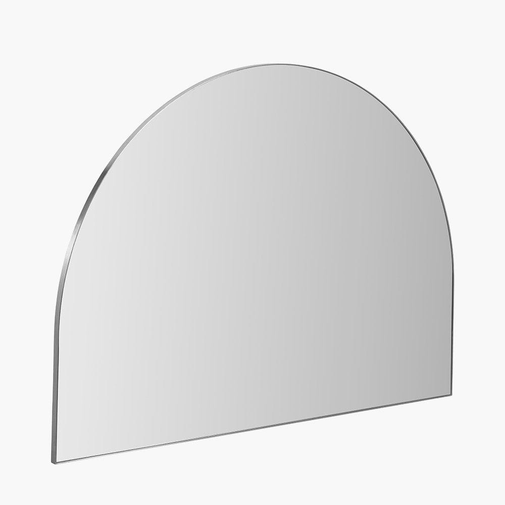Brushed Silver Metal Slim Frame Wide Arch Wall Mirror.