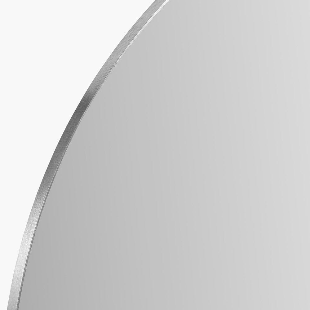 Brushed Silver Metal Slim Frame Wide Arch Wall Mirror.
