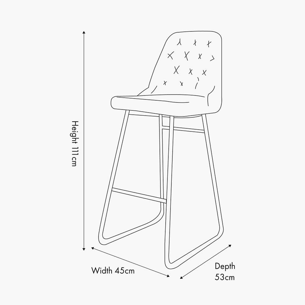 Pacific Lifestyle Living Camillo Ash Black Leather and Black Metal Diamond Back Bar Stool House of Isabella UK