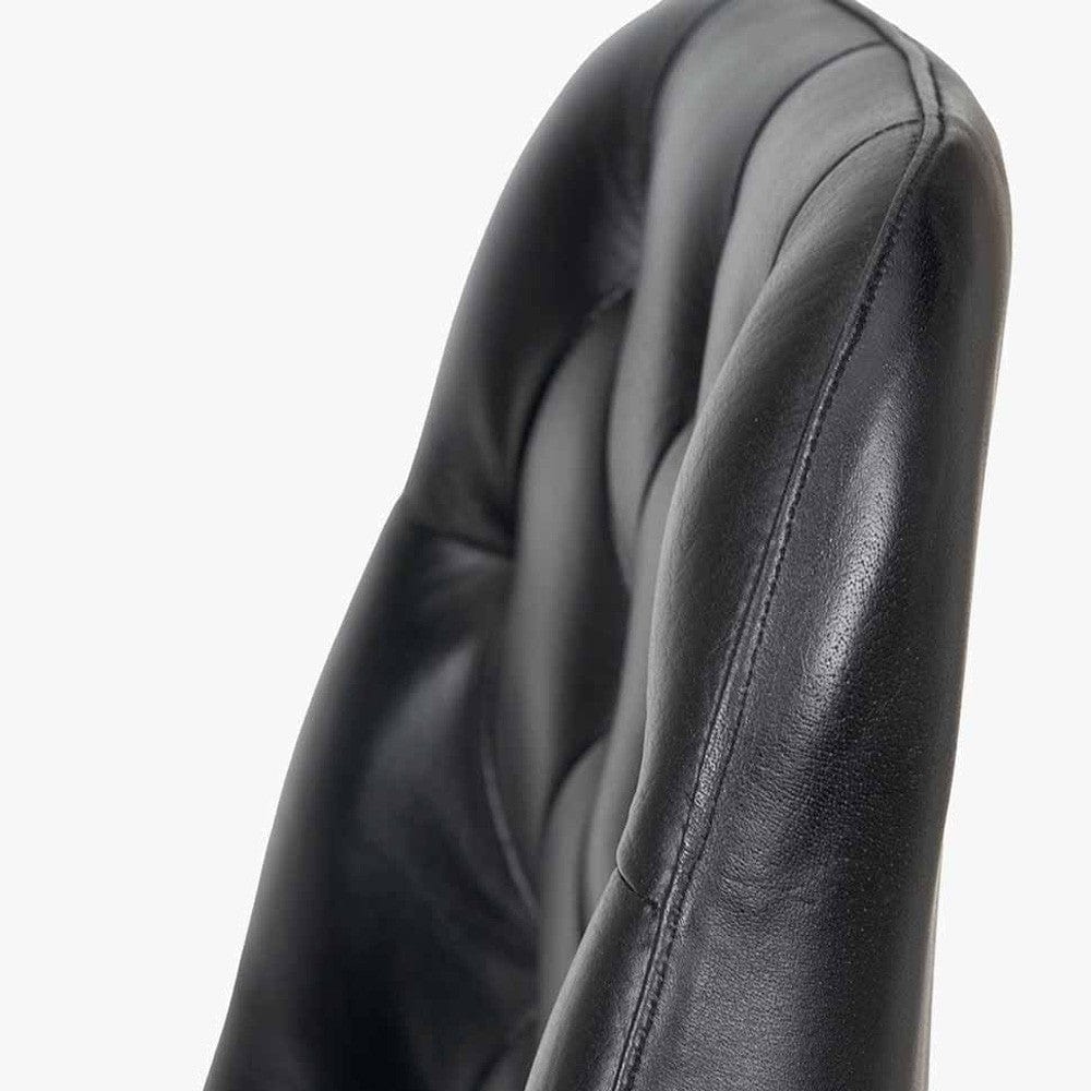 Camillo Ash Black Leather and Black Metal Diamond Back Bar Stool.