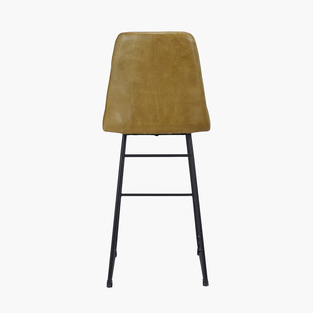 Camillo Mustard Leather Diamond Back Bar Stool.