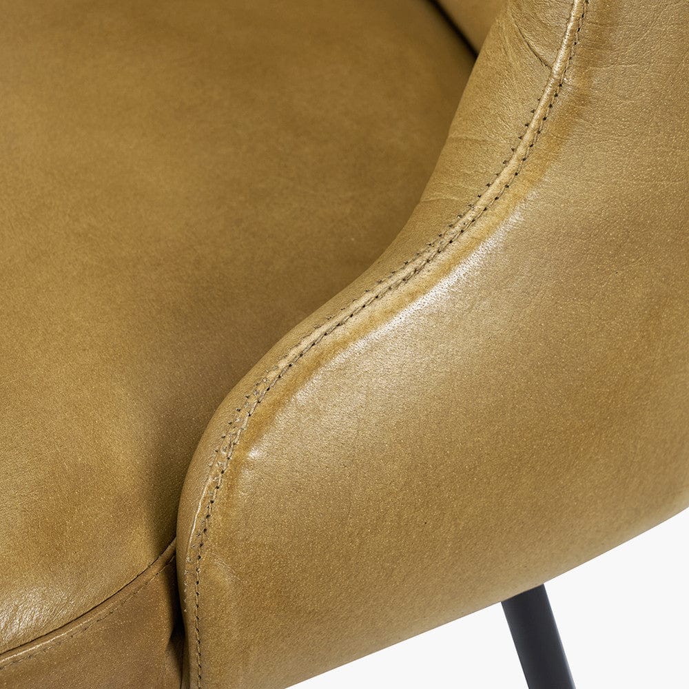 Camillo Mustard Leather Diamond Back Bar Stool.