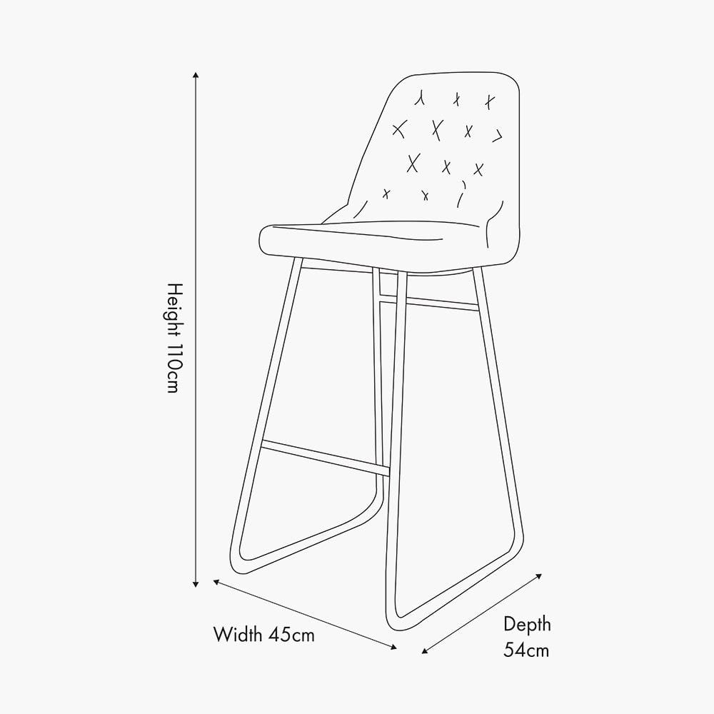 Pacific Lifestyle Living Camillo Mustard Leather Diamond Back Bar Stool House of Isabella UK