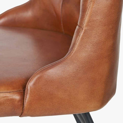 Pacific Lifestyle Living Camillo Vintage Brown Leather and Black Metal Diamond Back Dining Chair House of Isabella UK