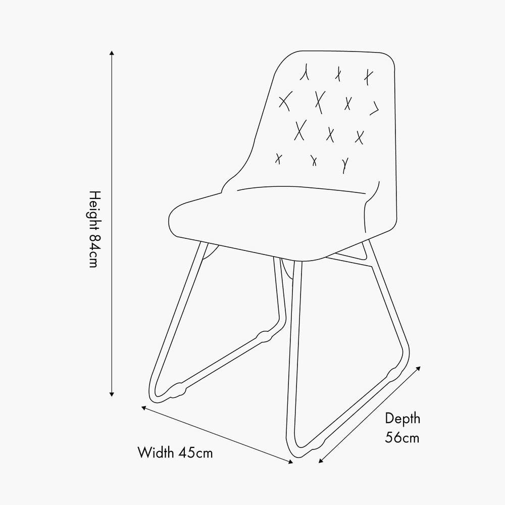 Camillo Vintage Brown Leather and Black Metal Diamond Back Dining Chair.