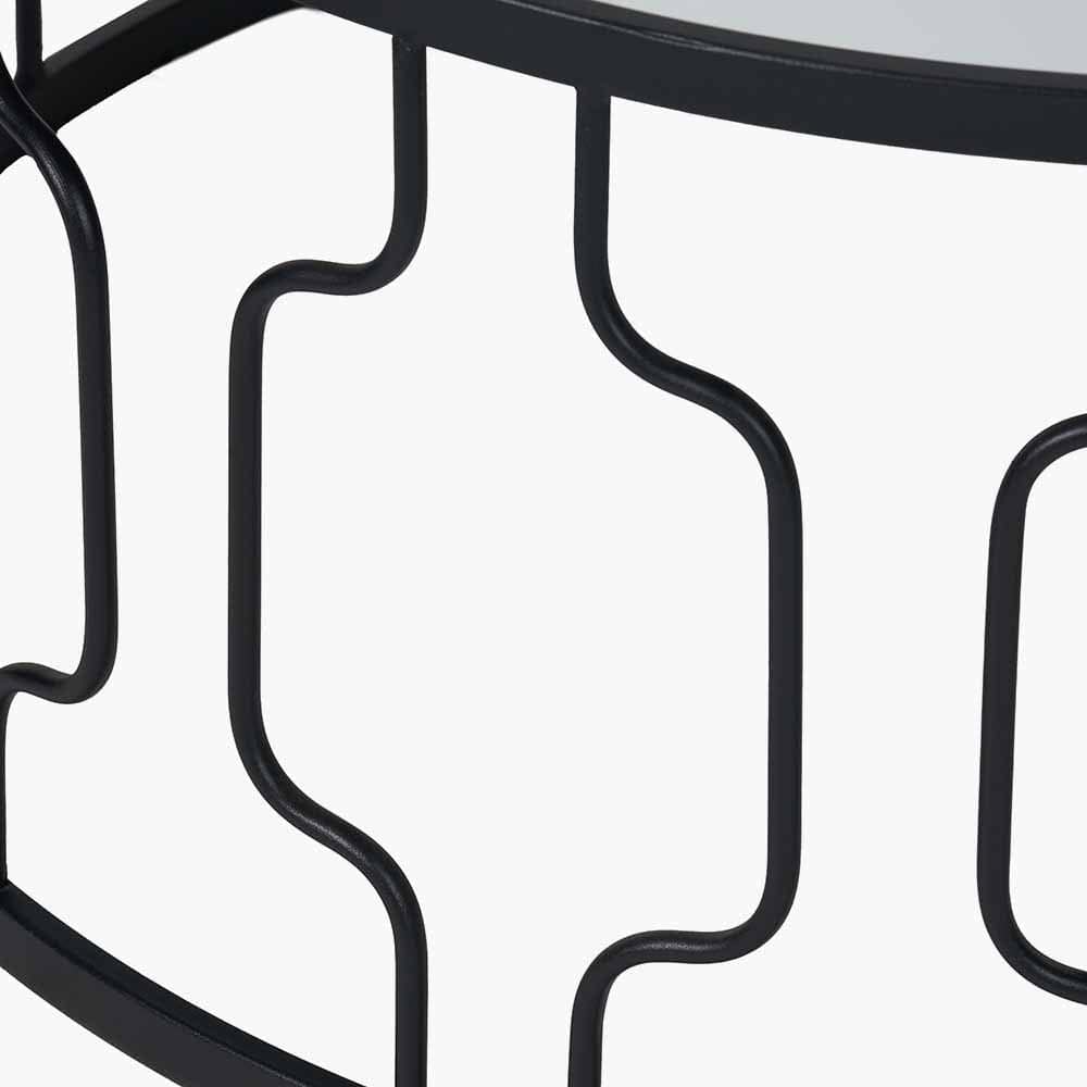 Caprisse Mirrored Glass and Graphite Metal Coffee Table.