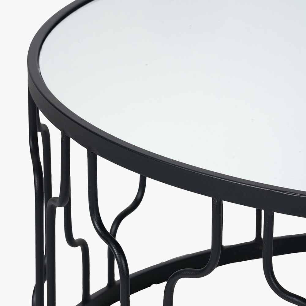 Caprisse Mirrored Glass and Graphite Metal Coffee Table.