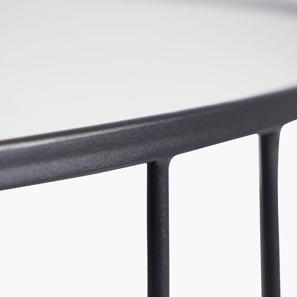 Caprisse Mirrored Glass and Graphite Metal Half Moon Console Table.