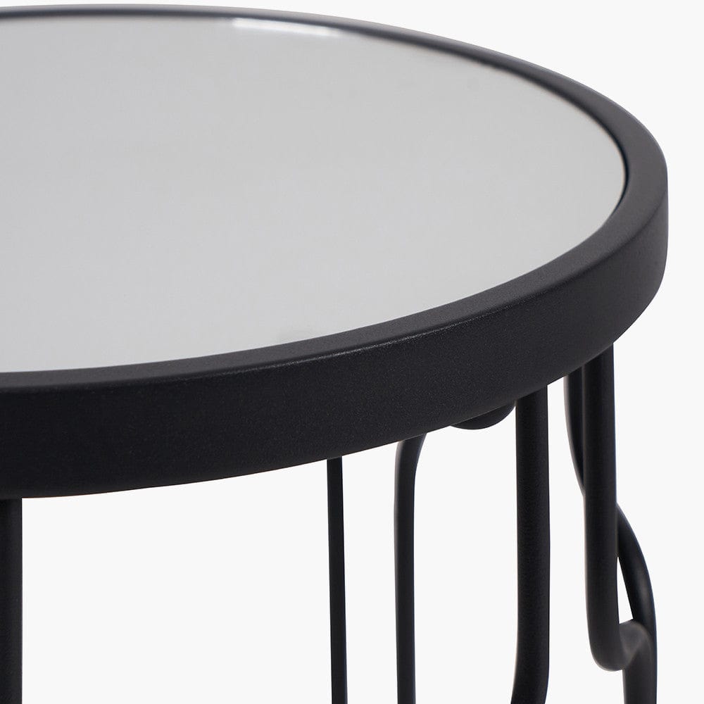 Caprisse S/2 Mirrored Glass and Graphite Metal Side Tables.