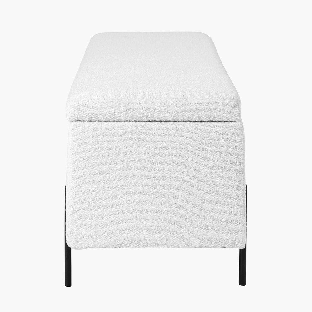 Catania Bouclé Fabric Storage Bench With Black Legs.