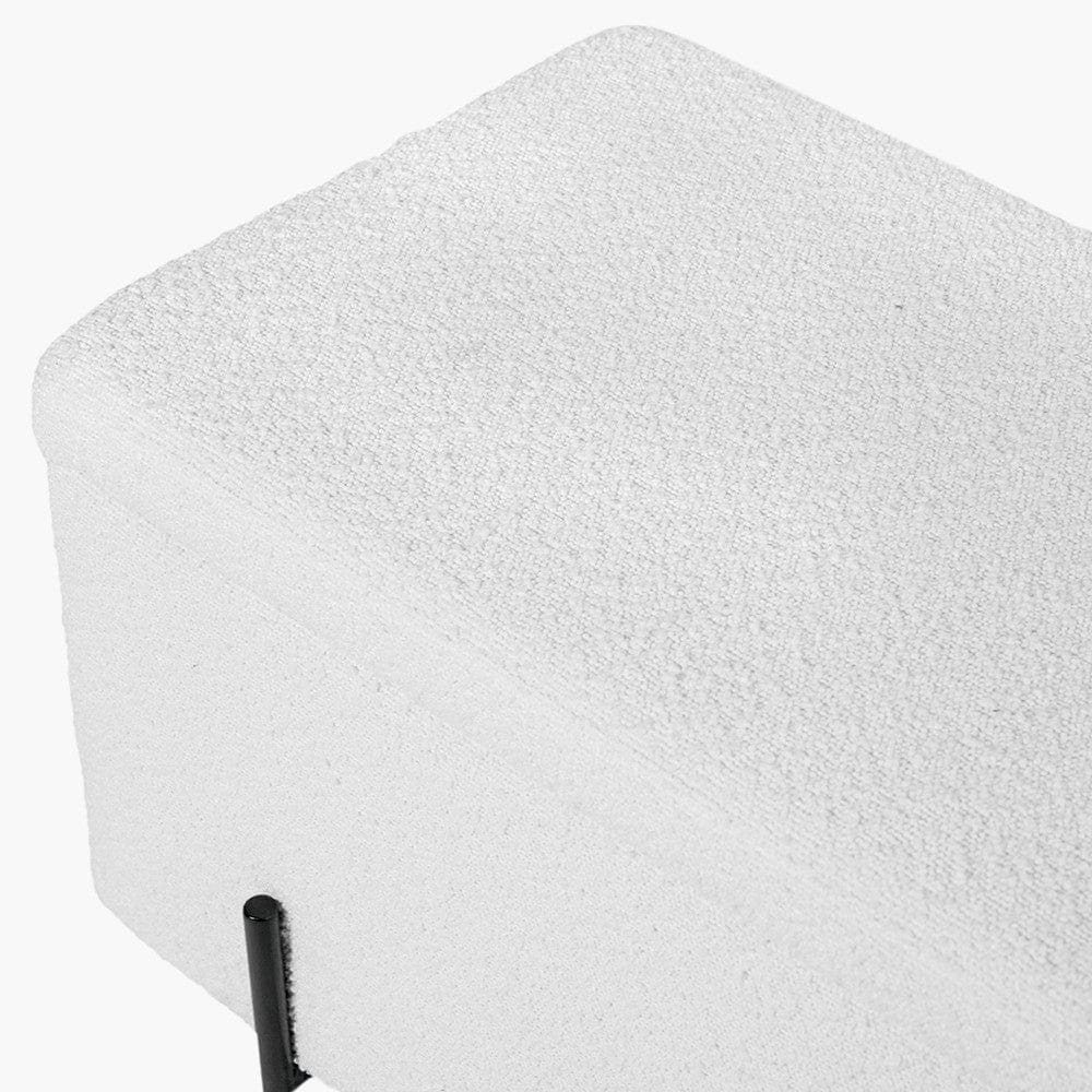 Catania Bouclé Fabric Storage Bench With Black Legs.