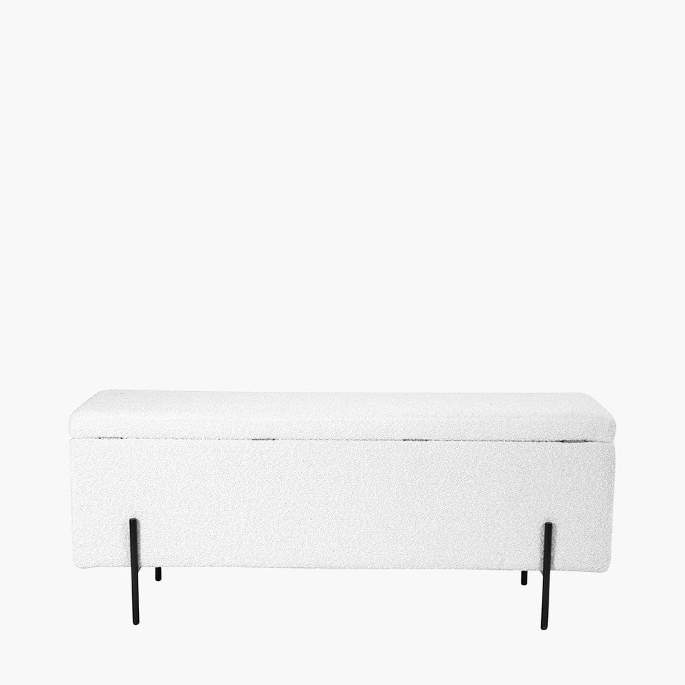 Catania Bouclé Fabric Storage Bench With Black Legs.