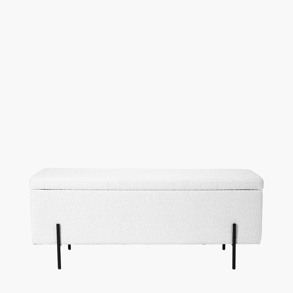 Catania Bouclé Fabric Storage Bench With Black Legs.