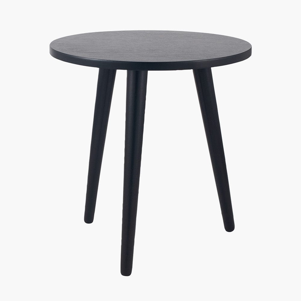 Pacific Lifestyle Living Chelmsford Satin Black Pine Wood Round Side Table K/D House of Isabella UK