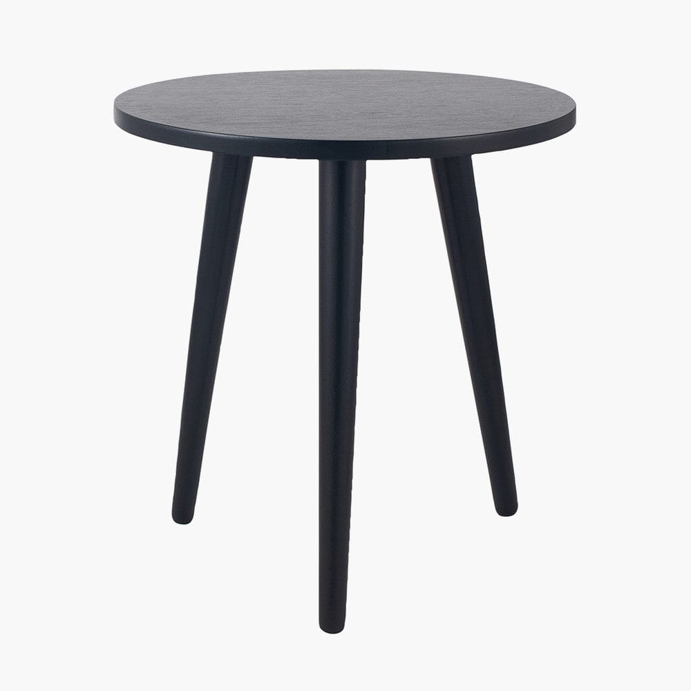 Pacific Lifestyle Living Chelmsford Satin Black Pine Wood Round Side Table K/D House of Isabella UK