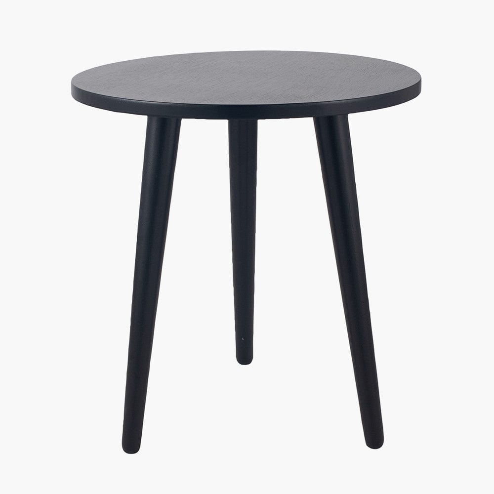 Pacific Lifestyle Living Chelmsford Satin Black Pine Wood Round Side Table K/D House of Isabella UK