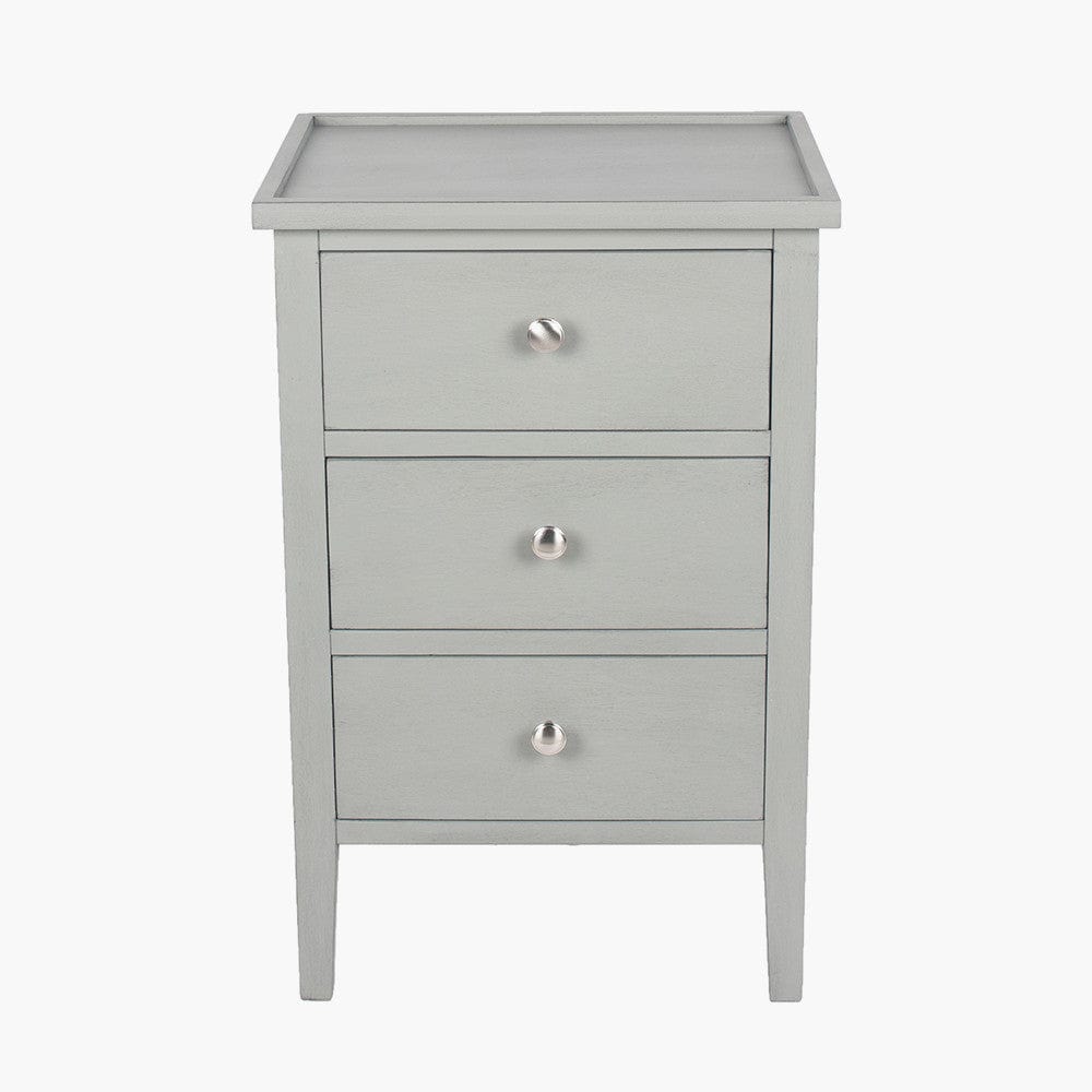 Pacific Lifestyle Living Chelmsford Vendee Grey Pine Wood 3 Drawer Bedside Unit House of Isabella UK