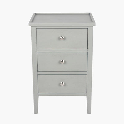 Pacific Lifestyle Living Chelmsford Vendee Grey Pine Wood 3 Drawer Bedside Unit House of Isabella UK