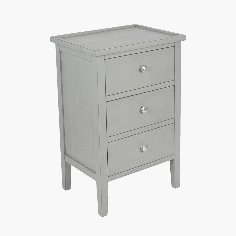 Chelmsford Vendee Grey Pine Wood 3 Drawer Bedside Unit.