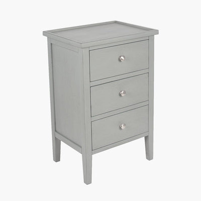 Pacific Lifestyle Living Chelmsford Vendee Grey Pine Wood 3 Drawer Bedside Unit House of Isabella UK