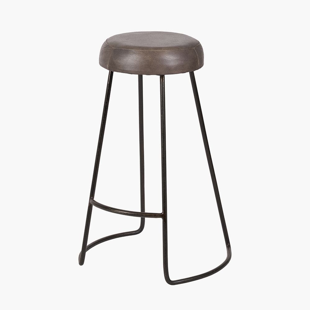 Pacific Lifestyle Living Cosimo Peppercorn Leather and Bronze Metal Bar Stool House of Isabella UK