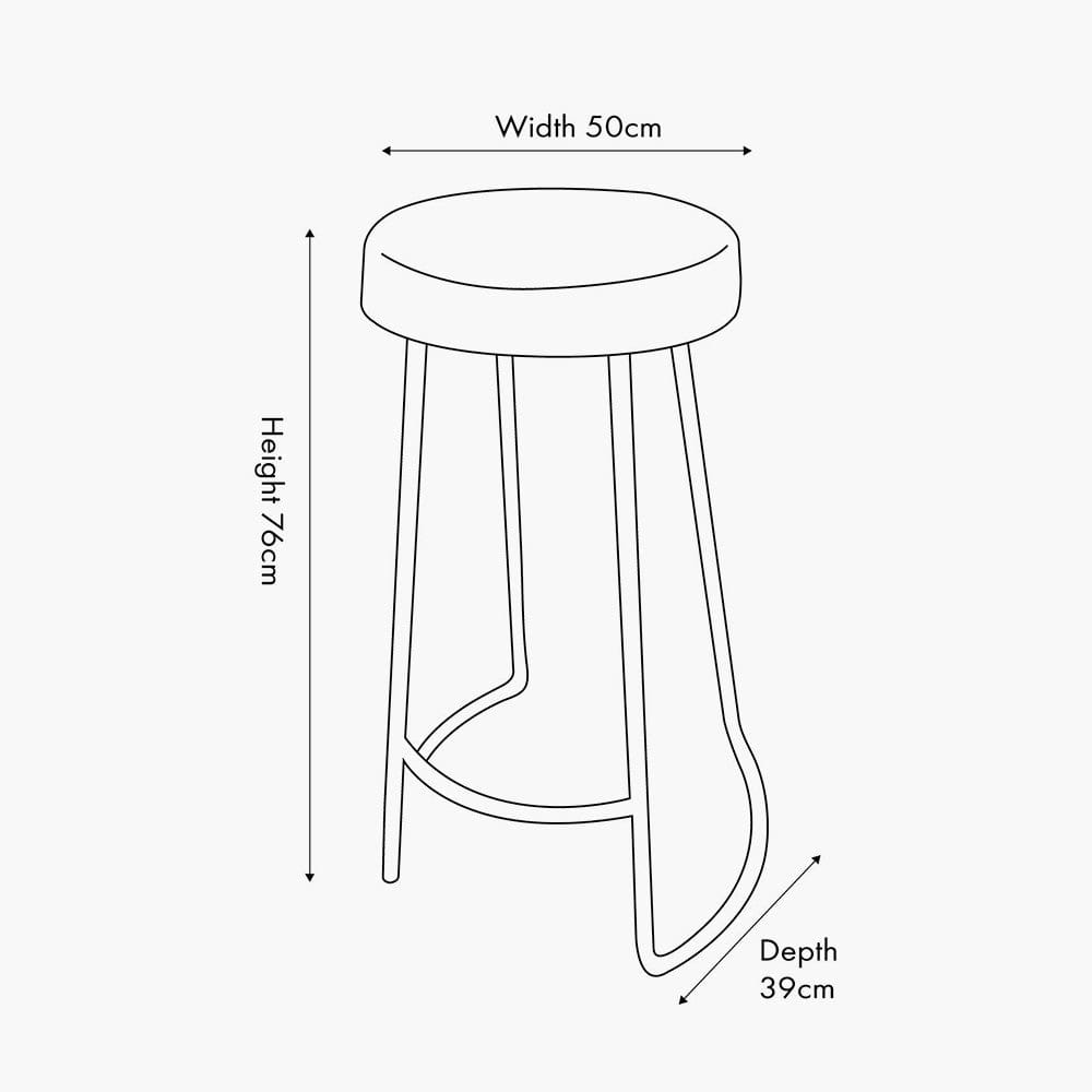Cosimo Vintage Brown Leather and Black Metal Bar Stool.
