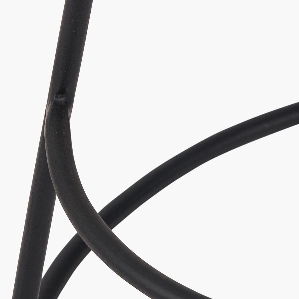 Cosimo Vintage Brown Leather and Black Metal Bar Stool.