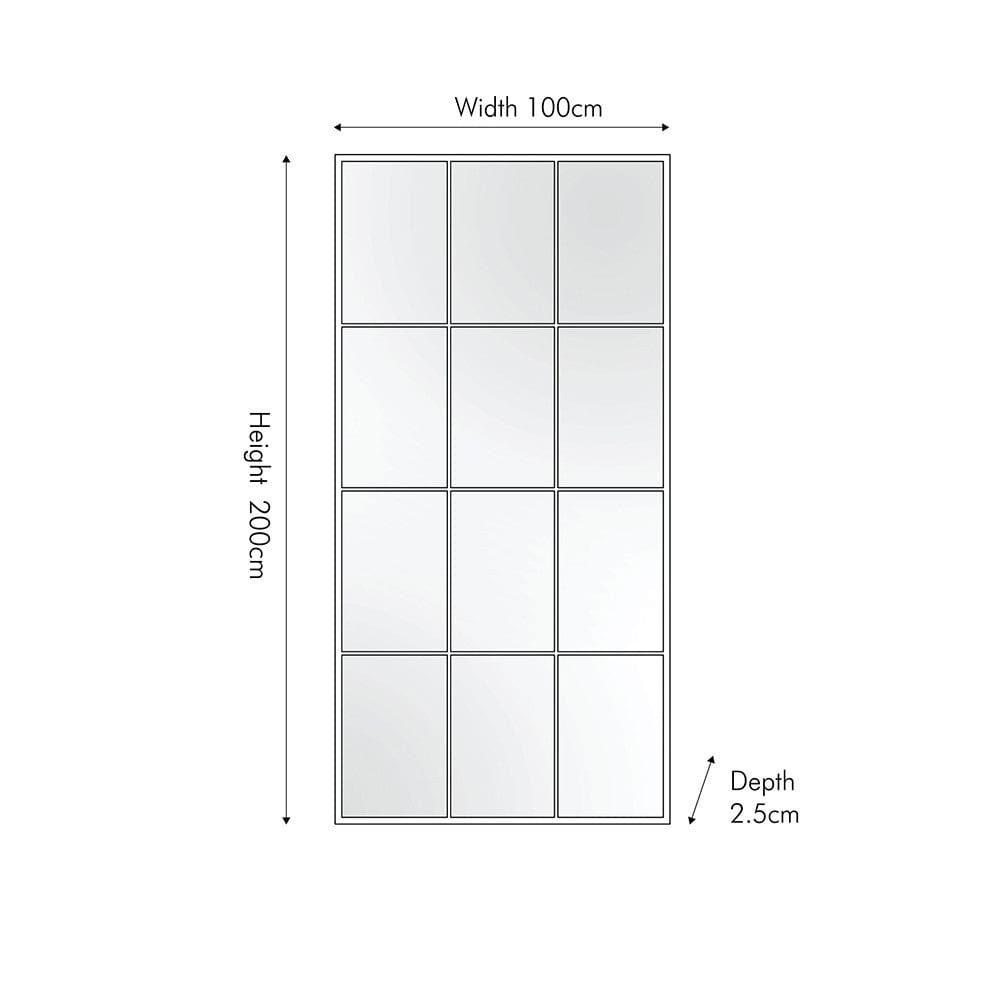 Pacific Lifestyle Living Dark Grey Metal 12 Section Floor Mirror House of Isabella UK