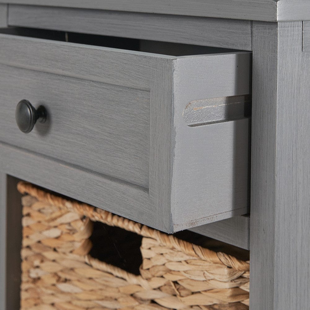 Devonshire Grey Wood 1 Drawer 4 Basket Tall Unit.