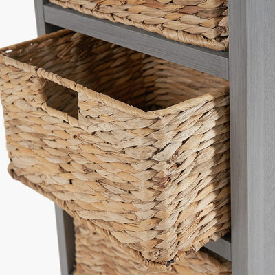 Pacific Lifestyle Living Devonshire Grey Wood 1 Drawer 4 Basket Tall Unit House of Isabella UK