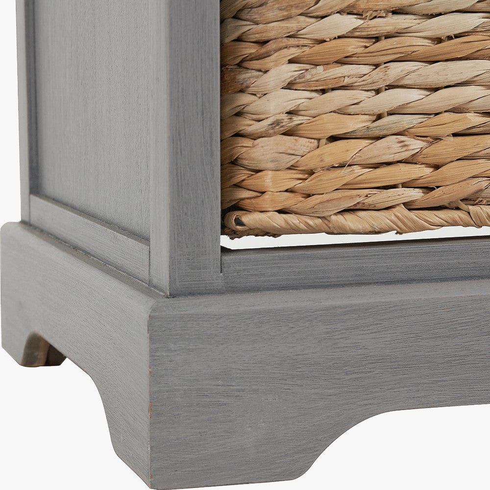 Devonshire Grey Wood 2 Drawer 4 Basket Unit.