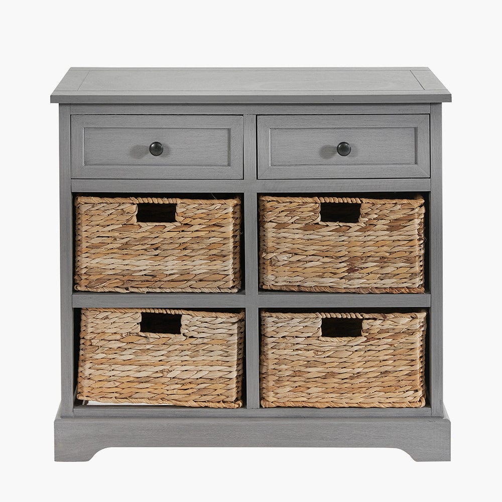 Pacific Lifestyle Living Devonshire Grey Wood 2 Drawer 4 Basket Unit House of Isabella UK