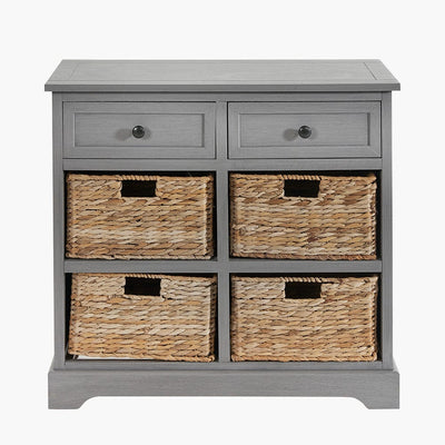 Pacific Lifestyle Living Devonshire Grey Wood 2 Drawer 4 Basket Unit House of Isabella UK