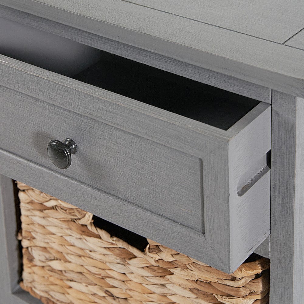Devonshire Grey Wood 2 Drawer 4 Basket Unit.