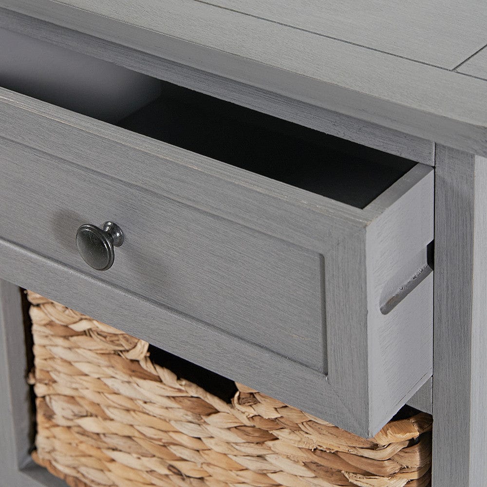 Pacific Lifestyle Living Devonshire Grey Wood 2 Drawer 4 Basket Unit House of Isabella UK