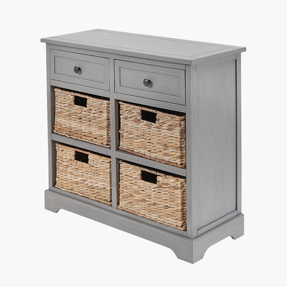 Devonshire Grey Wood 2 Drawer 4 Basket Unit.