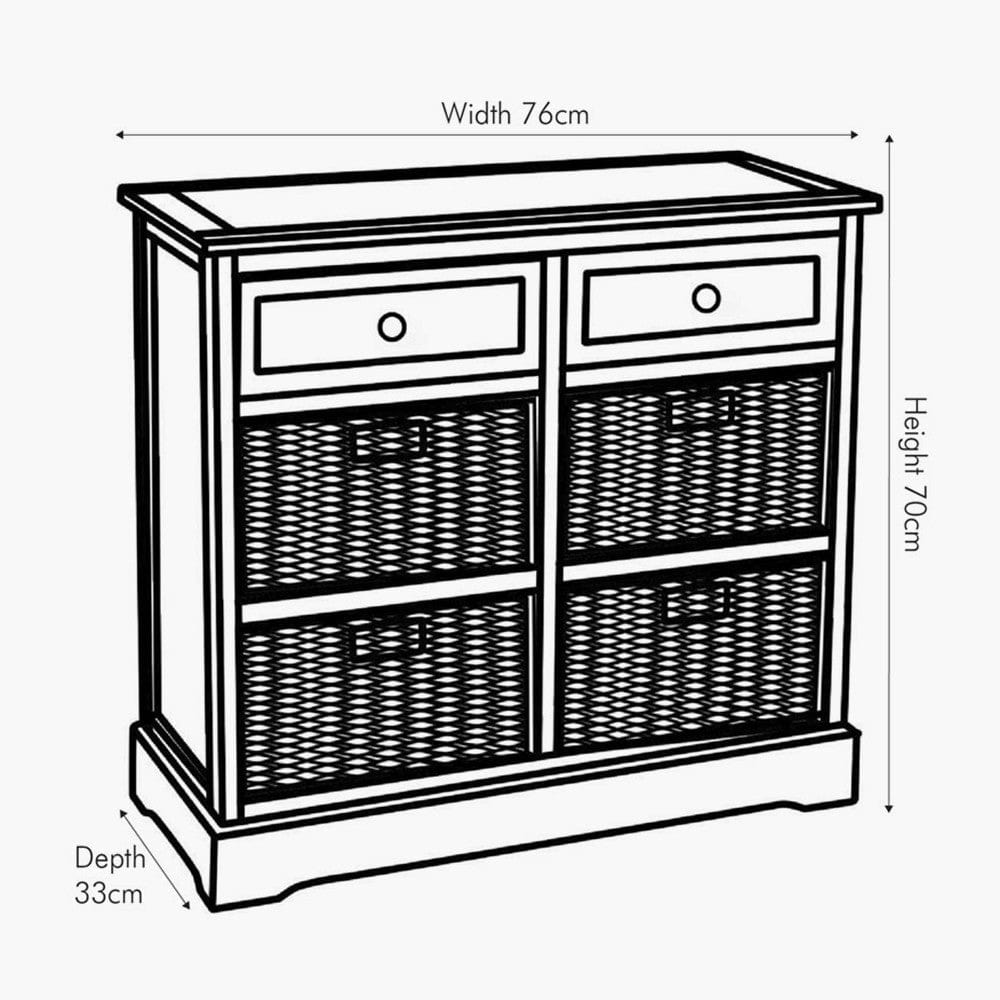 Devonshire Grey Wood 2 Drawer 4 Basket Unit.