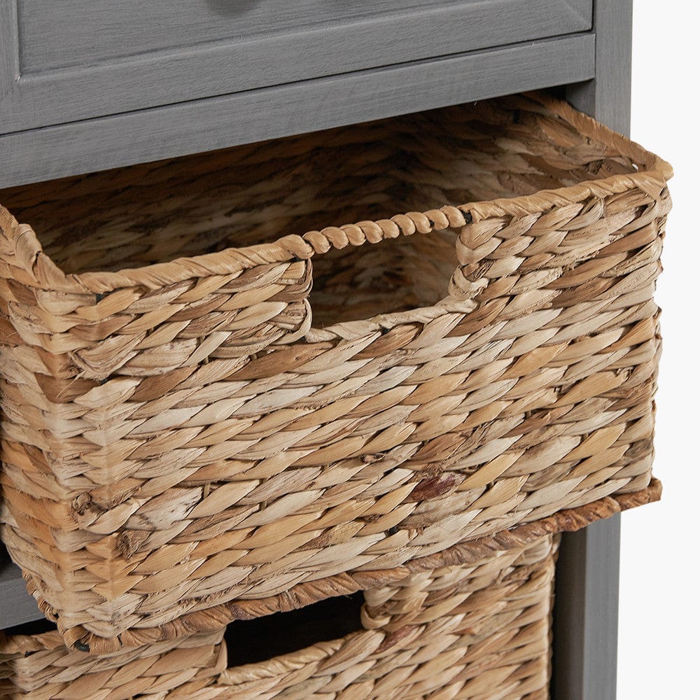 Devonshire Grey Wood 2 Drawer 4 Basket Unit.