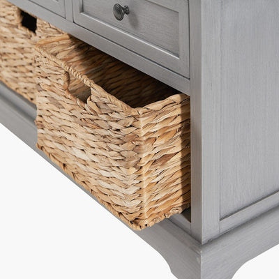 Pacific Lifestyle Living Devonshire Grey Wood 3 Drawer 3 Basket Unit House of Isabella UK