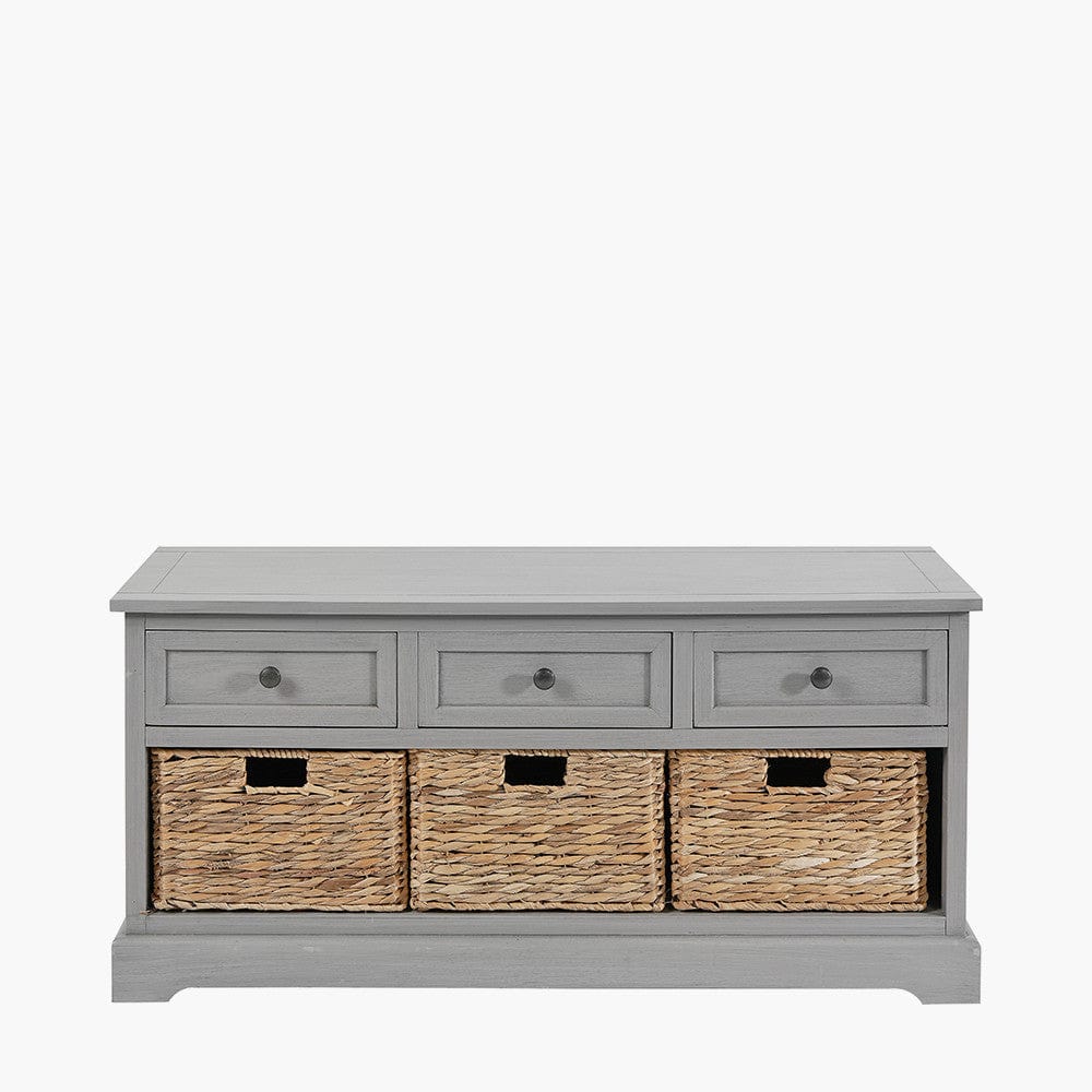 Devonshire Grey Wood 3 Drawer 3 Basket Unit.