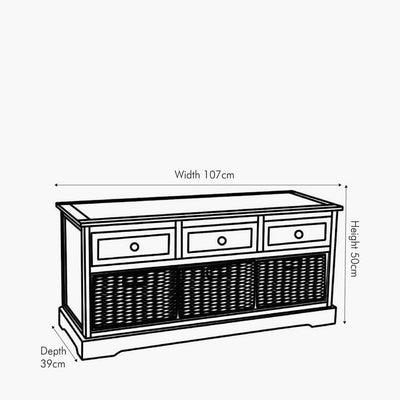 Pacific Lifestyle Living Devonshire Grey Wood 3 Drawer 3 Basket Unit House of Isabella UK