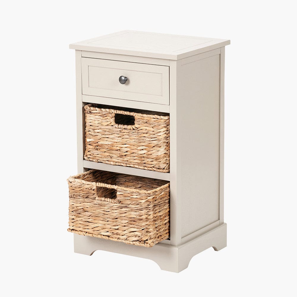 Devonshire Putty Pine Wood 1 Drawer 2 Basket Unit.