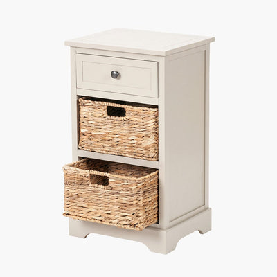 Pacific Lifestyle Living Devonshire Putty Pine Wood 1 Drawer 2 Basket Unit House of Isabella UK