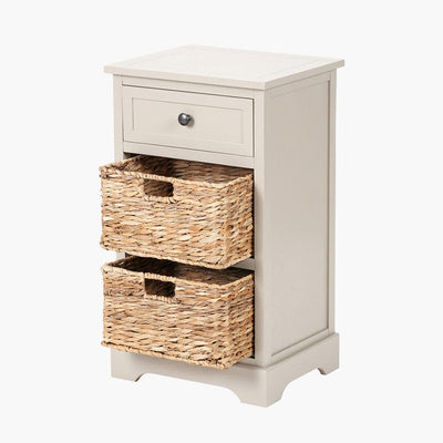 Pacific Lifestyle Living Devonshire Putty Pine Wood 1 Drawer 2 Basket Unit House of Isabella UK