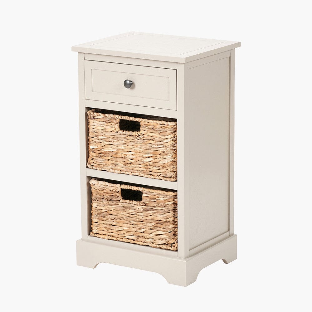 Devonshire Putty Pine Wood 1 Drawer 2 Basket Unit.