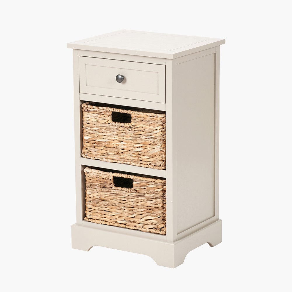 Pacific Lifestyle Living Devonshire Putty Pine Wood 1 Drawer 2 Basket Unit House of Isabella UK