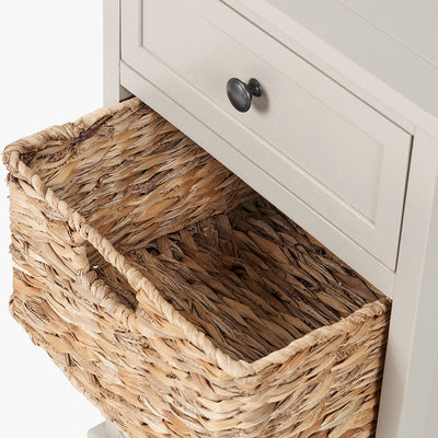 Pacific Lifestyle Living Devonshire Putty Pine Wood 1 Drawer 2 Basket Unit House of Isabella UK