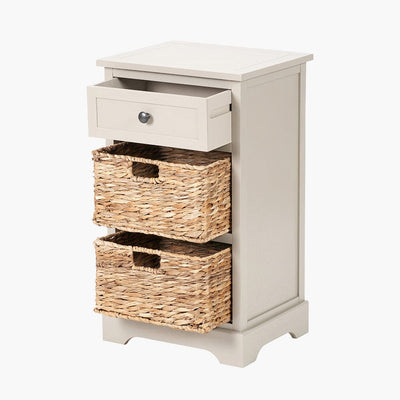 Pacific Lifestyle Living Devonshire Putty Pine Wood 1 Drawer 2 Basket Unit House of Isabella UK