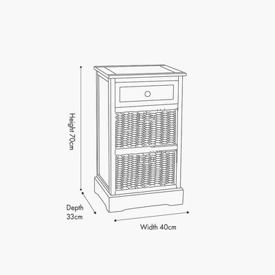 Pacific Lifestyle Living Devonshire Putty Pine Wood 1 Drawer 2 Basket Unit House of Isabella UK