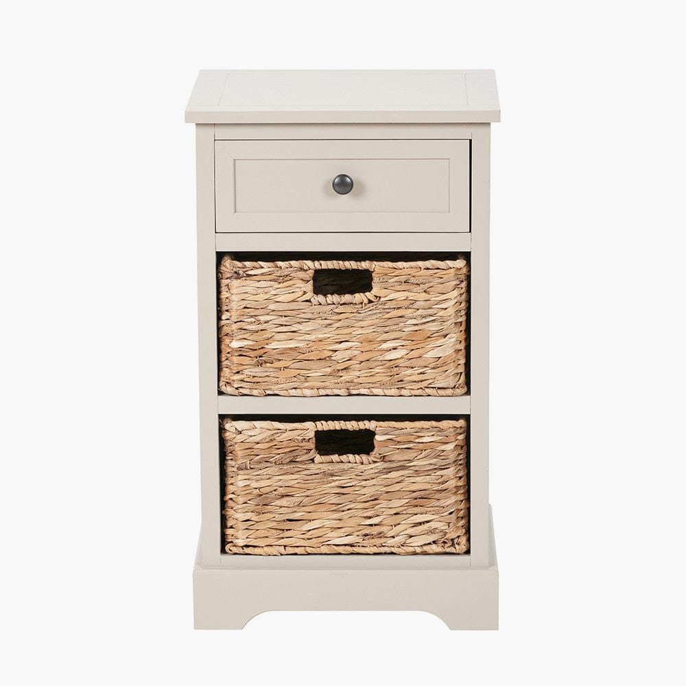 Pacific Lifestyle Living Devonshire Putty Pine Wood 1 Drawer 2 Basket Unit House of Isabella UK